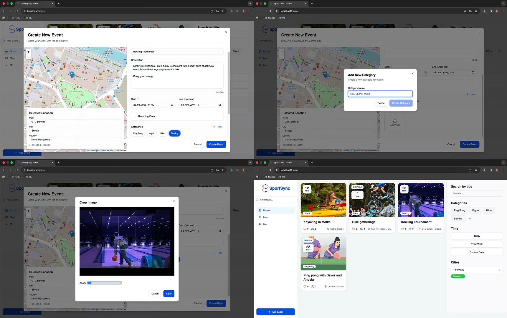 SportSync event creation